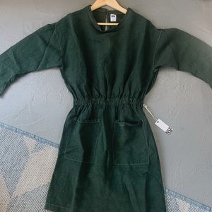 NSF Dark Green Linen Dress